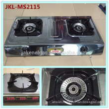 mirror finish stainless steel 2 burner gas cooker stove